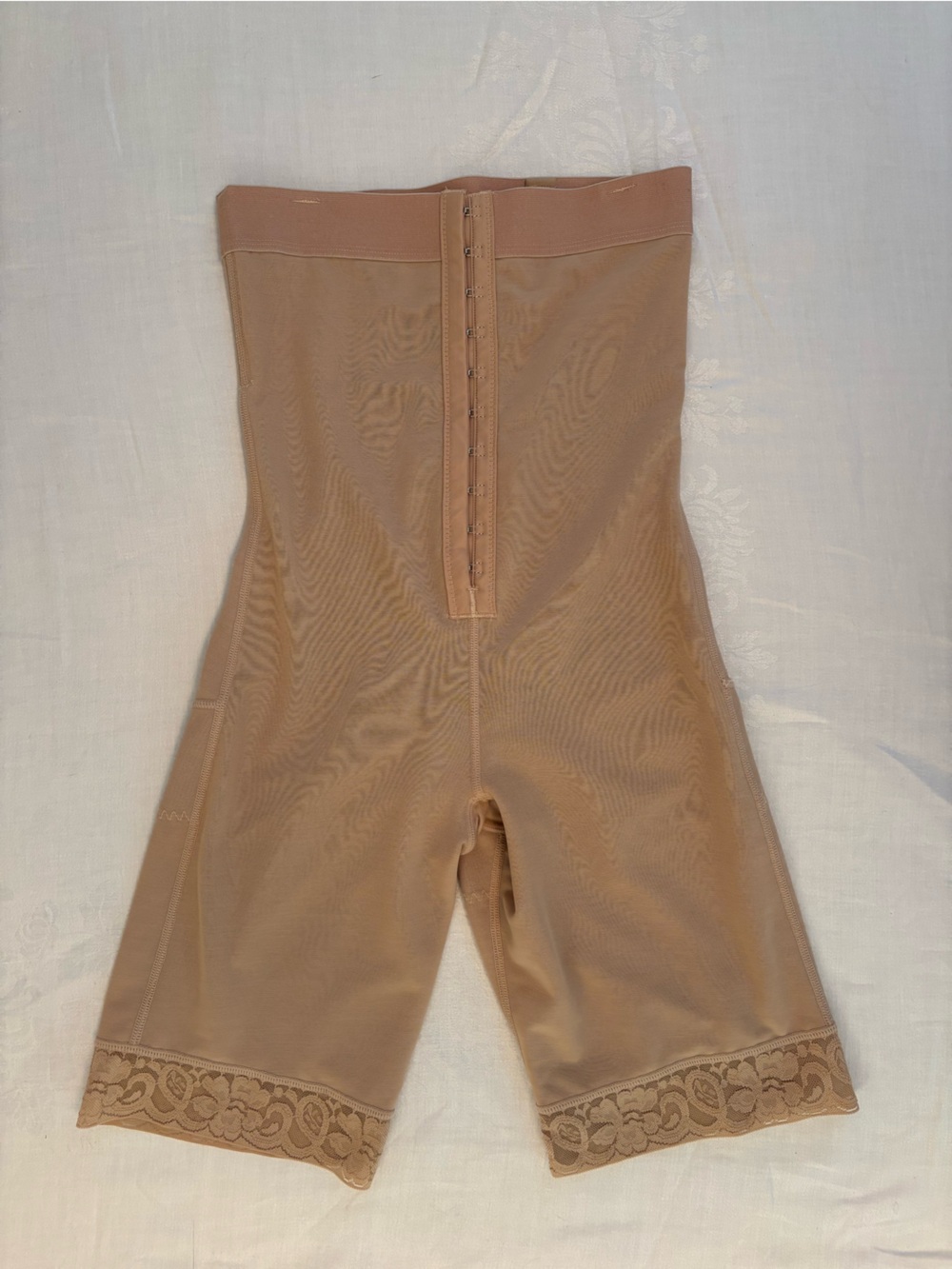 High Waist Shapewear Bodysuit Shorts Beige Tummy Control Butt Lift Size S